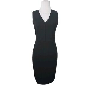 Calvin Klein  12 Black V-neck Sleeveless Sheath Dress Exposed Zipper / Mesh Back